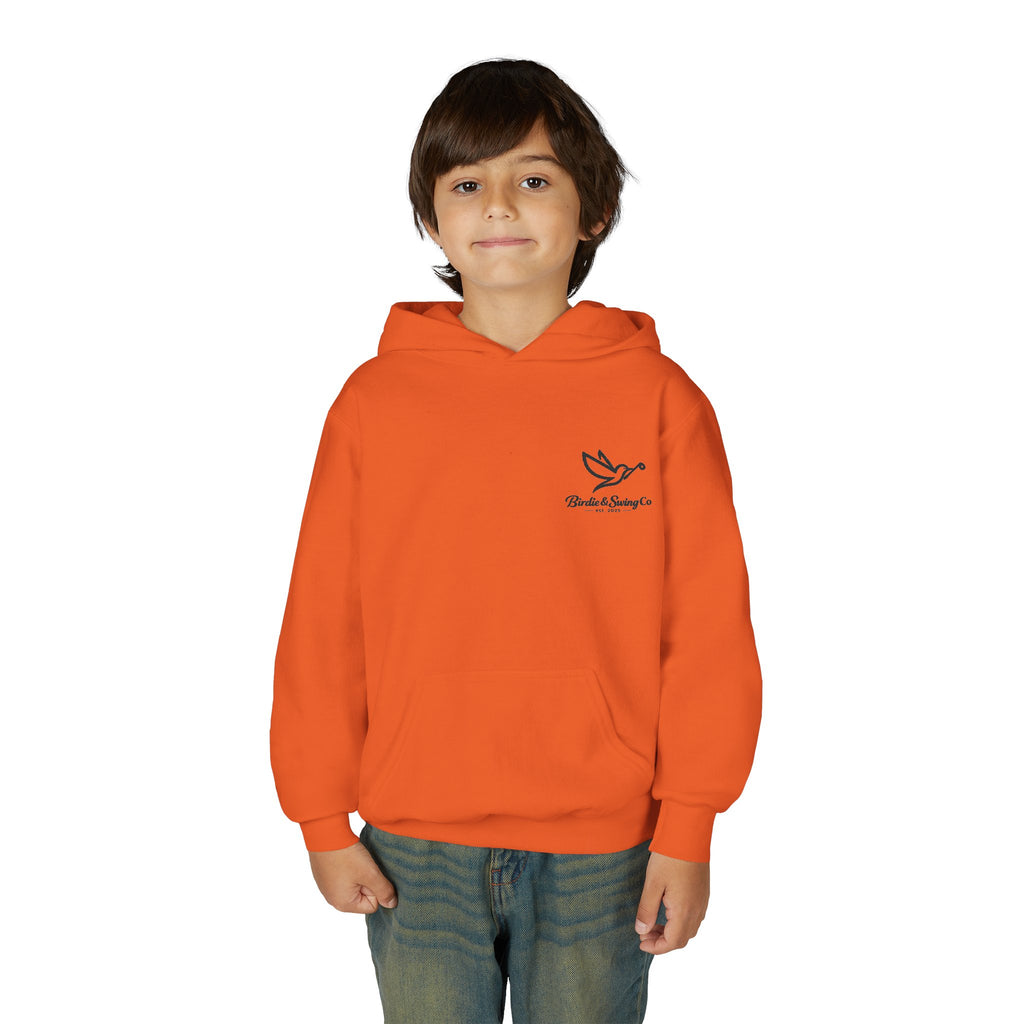Youth Hoodie — Minimal Dove Logo "Wild & Free" Chest Print