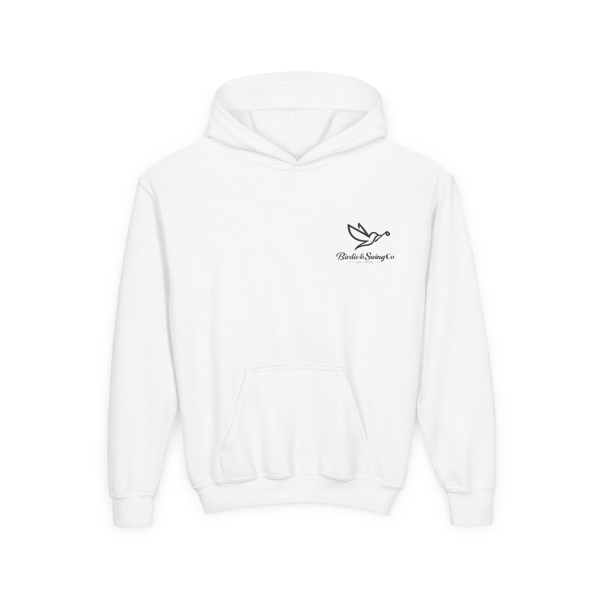 Youth Hoodie — Minimal Dove Logo "Wild & Free" Chest Print