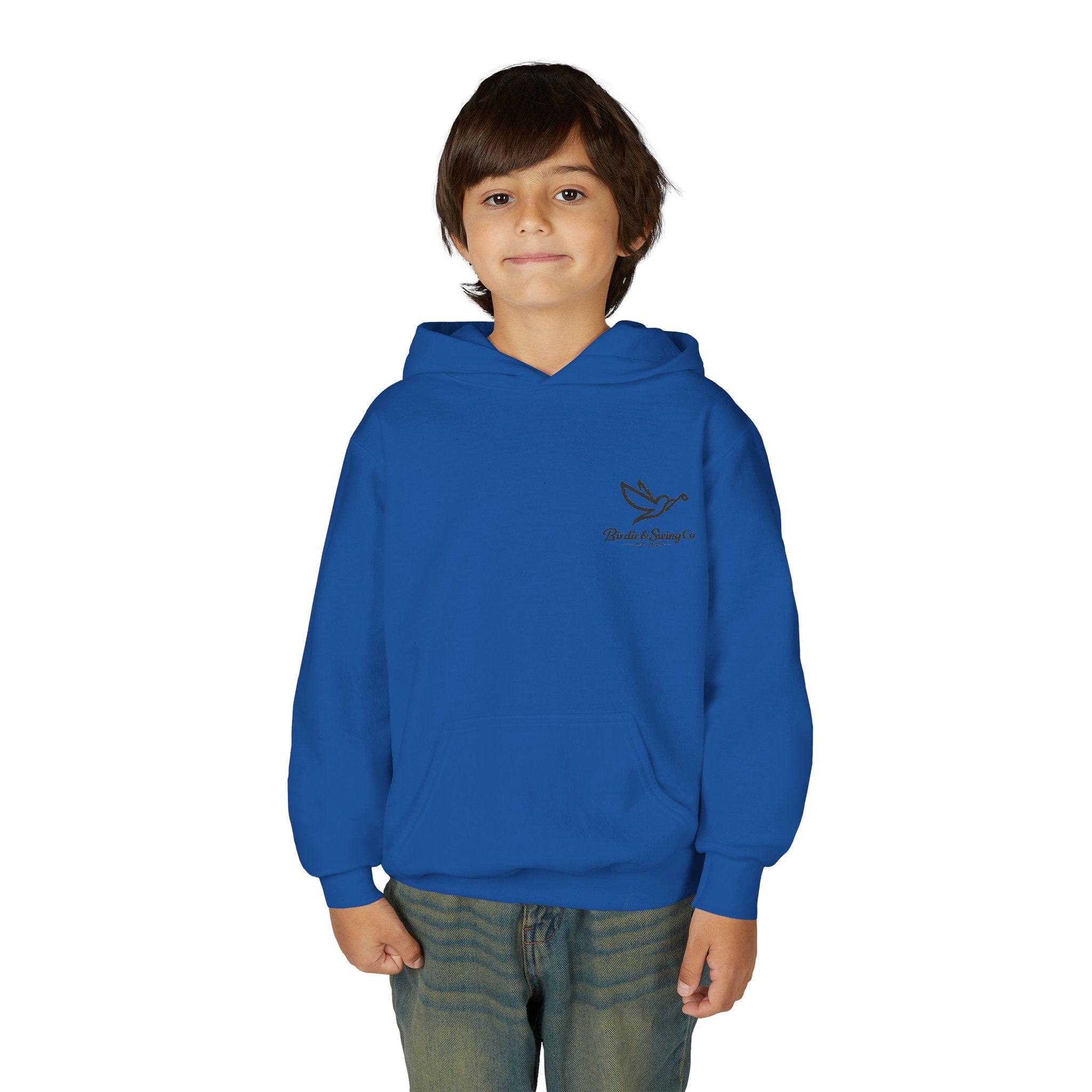 Youth Hoodie — Minimal Dove Logo "Wild & Free" Chest Print