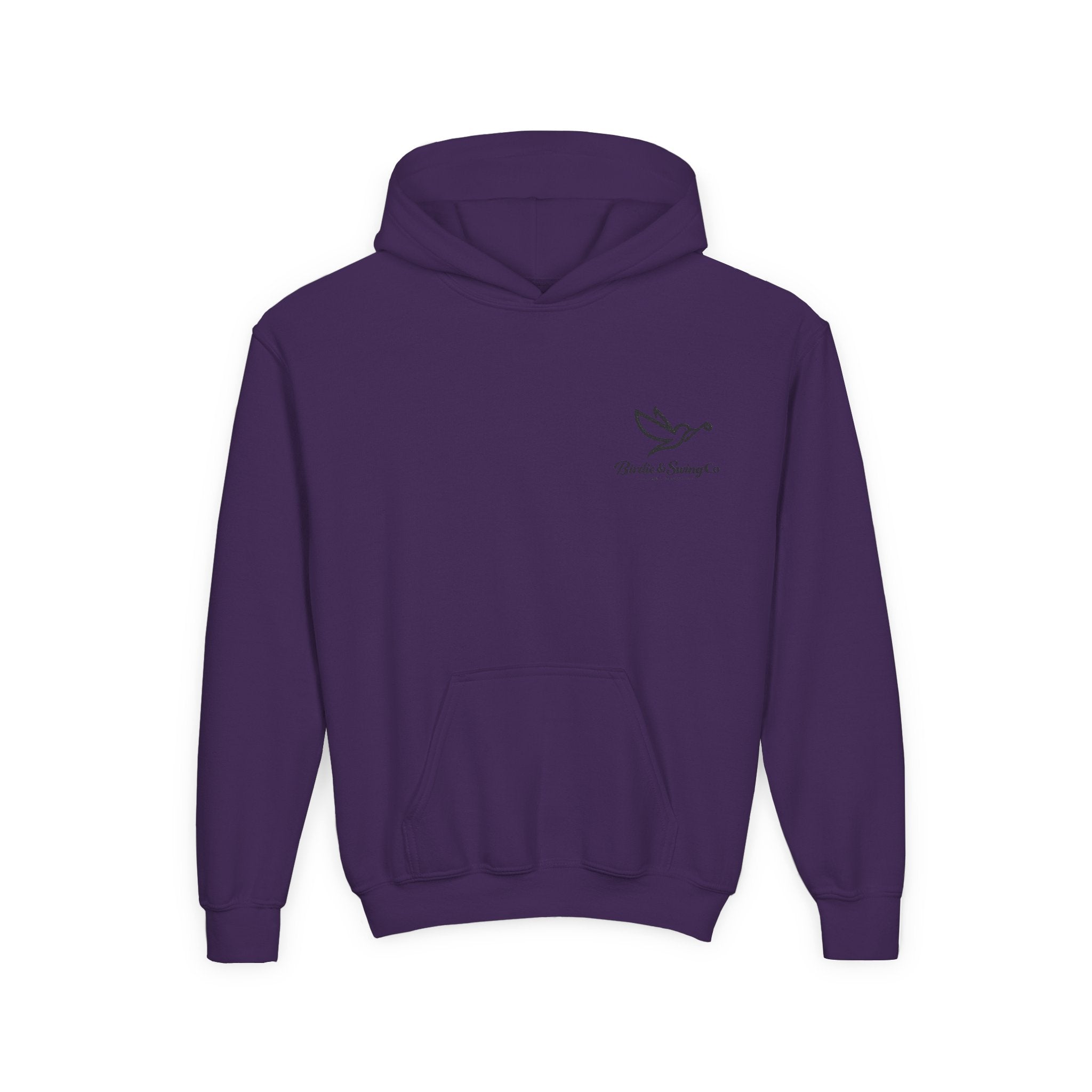 Youth Hoodie — Minimal Dove Logo "Wild & Free" Chest Print