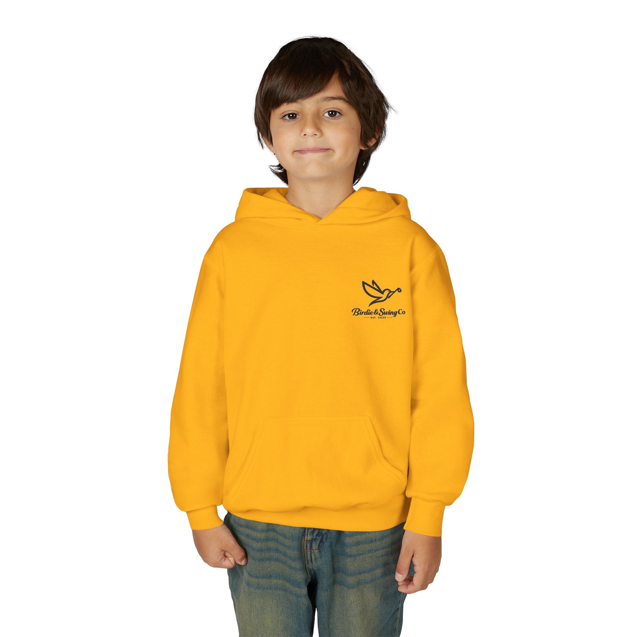 Youth Hoodie — Minimal Dove Logo "Wild & Free" Chest Print
