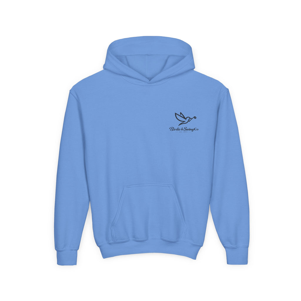 Youth Hoodie — Minimal Dove Logo "Wild & Free" Chest Print