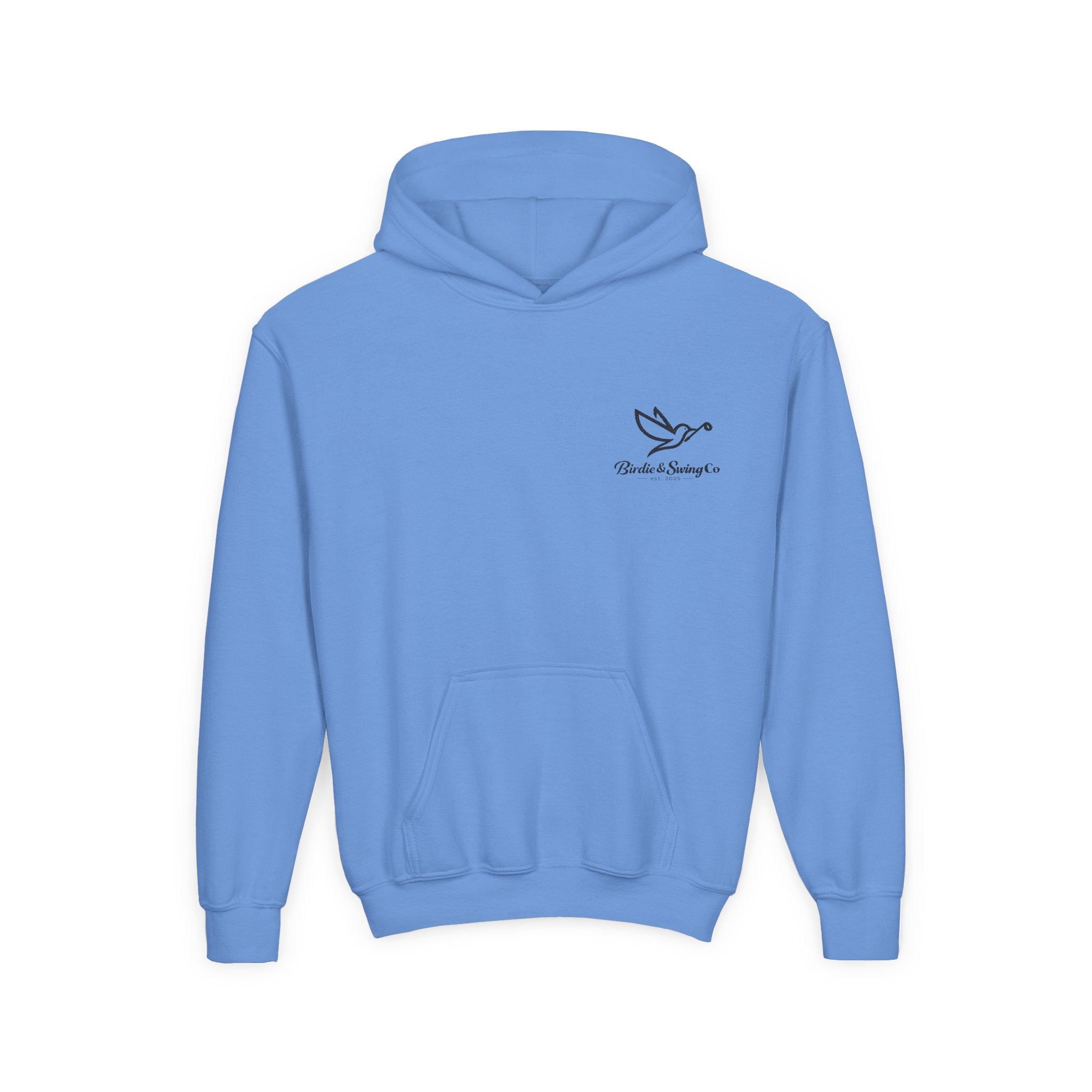 Youth Hoodie — Minimal Dove Logo "Wild & Free" Chest Print