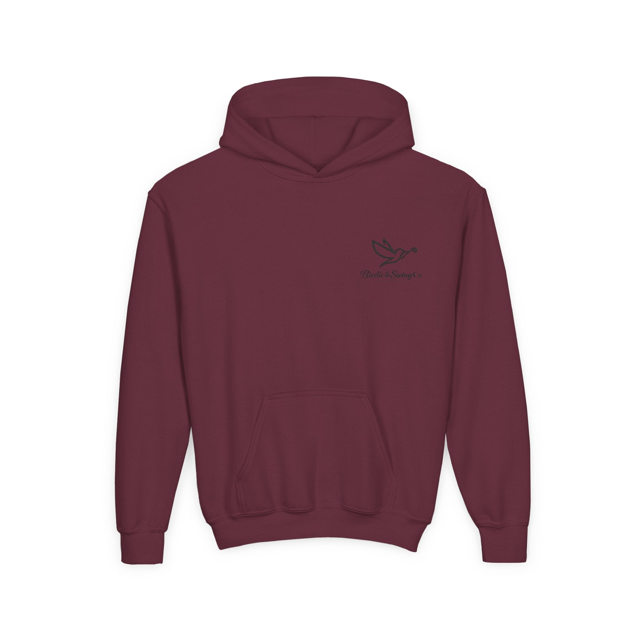 Youth Hoodie — Minimal Dove Logo "Wild & Free" Chest Print