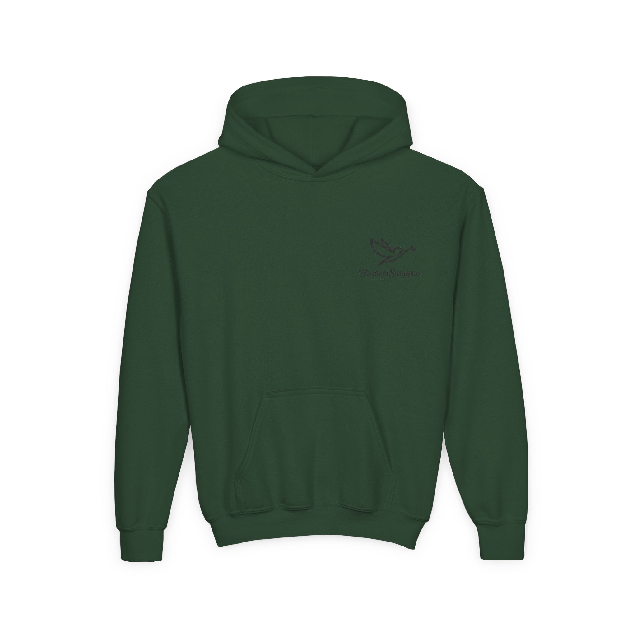 Youth Hoodie — Minimal Dove Logo "Wild & Free" Chest Print