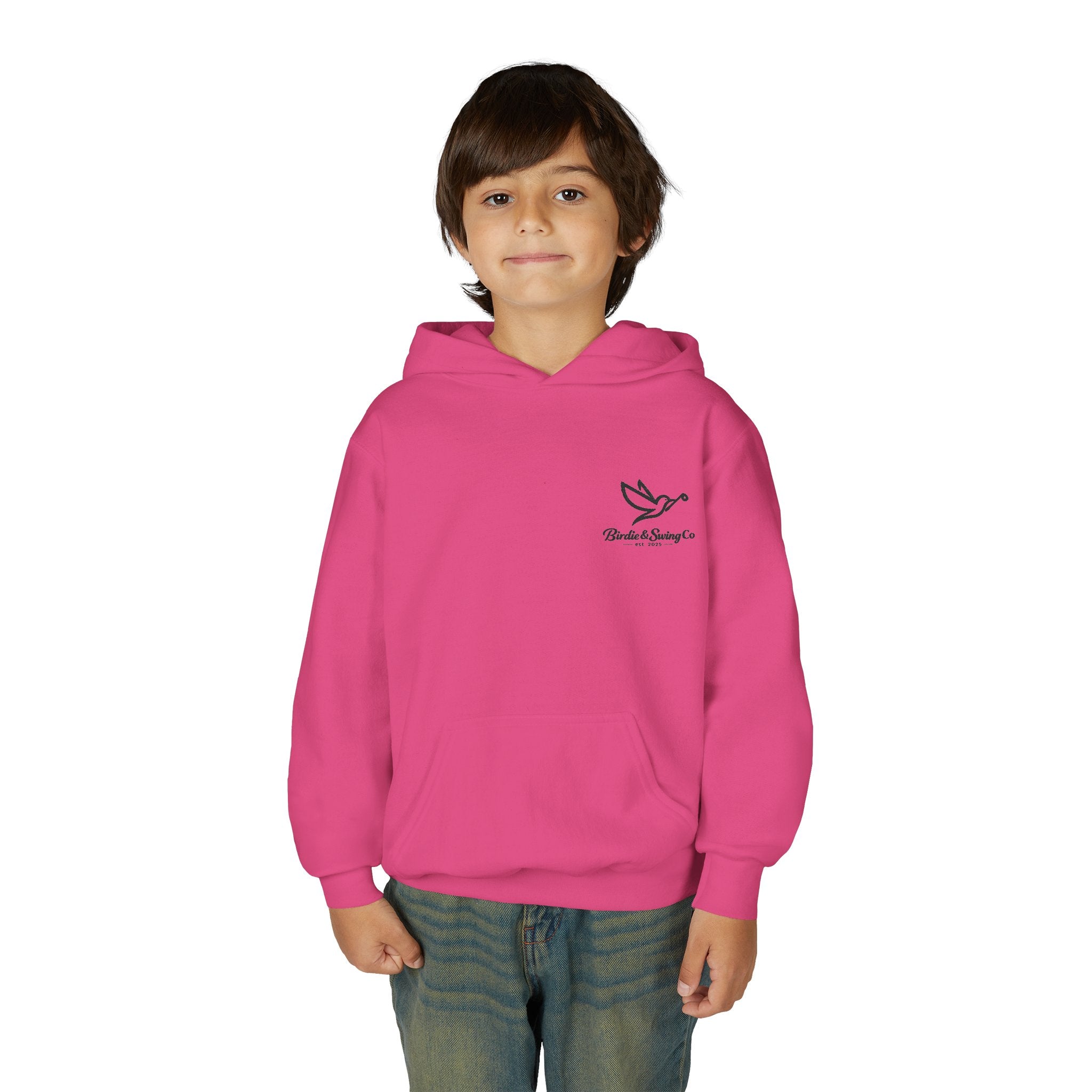 Youth Hoodie — Minimal Dove Logo "Wild & Free" Chest Print