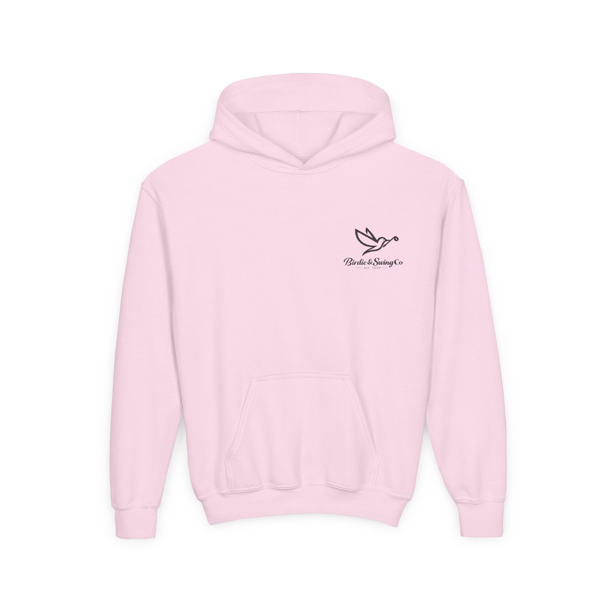 Youth Hoodie — Minimal Dove Logo "Wild & Free" Chest Print