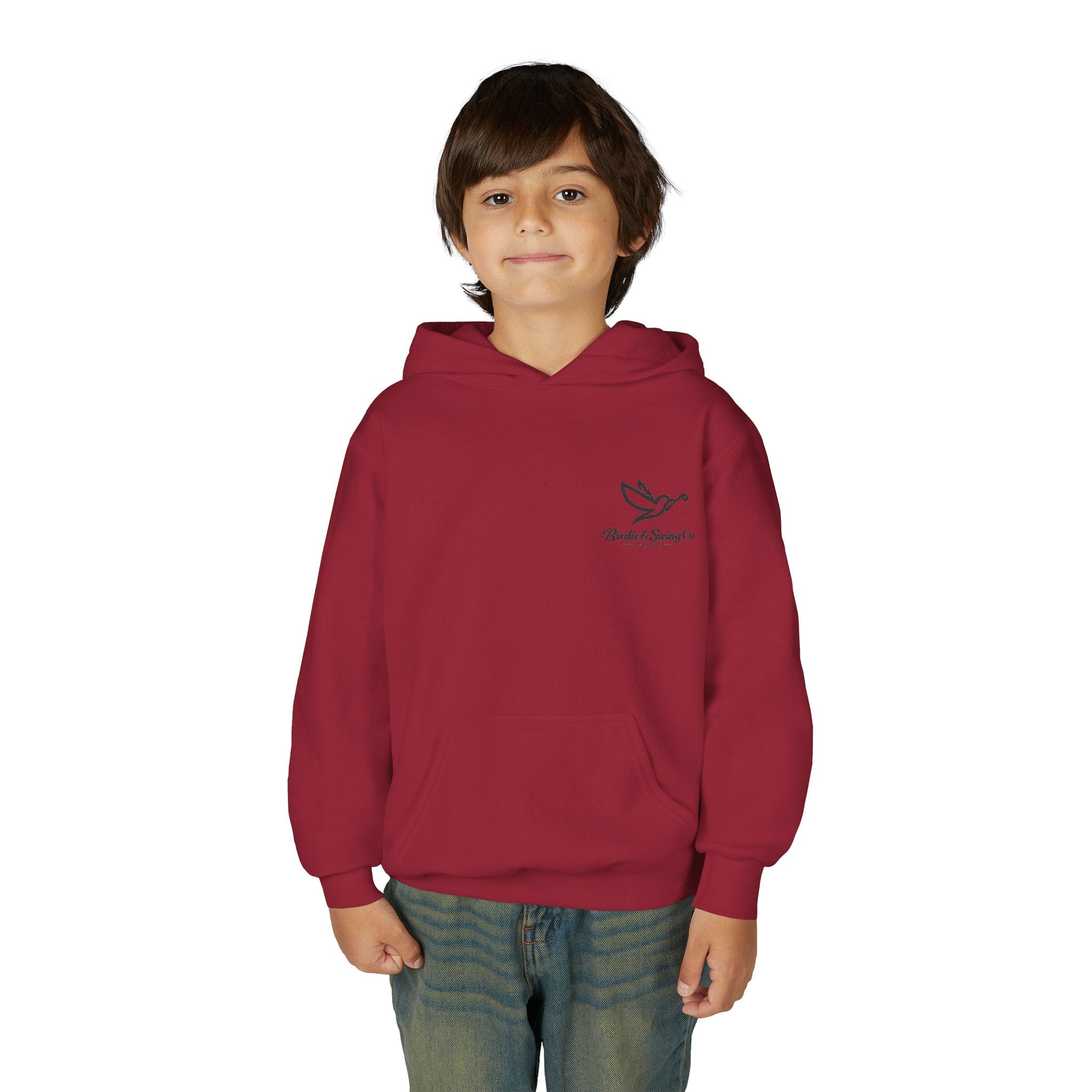 Youth Hoodie — Minimal Dove Logo "Wild & Free" Chest Print