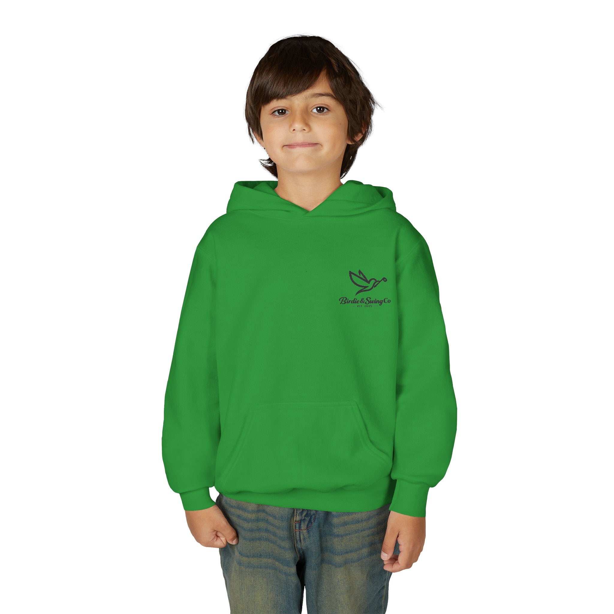 Youth Hoodie — Minimal Dove Logo "Wild & Free" Chest Print